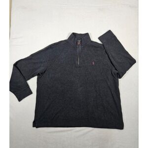 Polo Ralph Lauren Sweater Men's XXL Black 1/4 Zip Pullover Knit Logo Made In USA